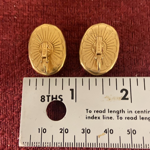 Sold EmJ Emmons vintage blue & gold clip on earrings 1" 1949-55 - Picture 11 of 15